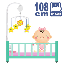 108CM High Baby Crib Bed Bell Toys Holder Arm Bracket, 2 Nut Screws, W/ Digital Music Box (128M TF Card)