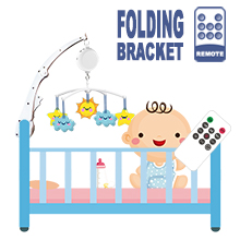 Folding Baby Crib Arm Bracket Clamp, W/ Digital Music Box (128M TF Card + Remoter)