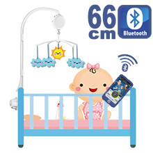 66CM High Baby Crib Bed Bell Toys Holder Arm Bracket, Nut Screw, W/ Digital Music Box (128M TF Card + Bluetooth)