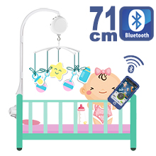 71CM High Baby Crib Bed Bell Toys Holder Arm Bracket, Nut Screw, W/ Digital Music Box (128M TF Card + Bluetooth)