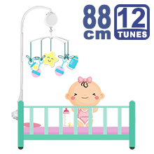 88CM High Baby Crib Bed Bell Toys Holder Arm Bracket, Nut Screw, W/ Electrical Music Box (12 Tunes)
