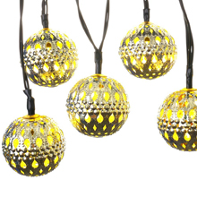 20 Moroccan Metal Ball Solar Powered String Lanterns LED Indoor or Outdoor Fairy Lights (Blue/Pure White/Warm White/Multicolor)