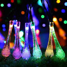 40 LEDs Waterproof Solar Powered Water Drop Shape String Fairy Lighting Party Lamps for Indoor/Outdoor Decorations ( Pure white/ Warm white/ Blue/ Pink/ Purple/ Multi-color)