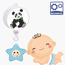 Windup Movement Music Box Baby Mobile Crib Rotating Bed Bell, Coming with DIY Stickers (Brackets or Toys not included)