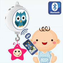 Bluetooth Digital Baby Crib Mobile Music Box with 128M TF Card, Support Extended to 2 GB, Battery-Operated, Coming with DIY Stickers