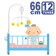 66CM High Baby Crib Bed Bell Toys Holder Arm Bracket, Nut Screw, W/ Electrical Music Box (12 Tunes)