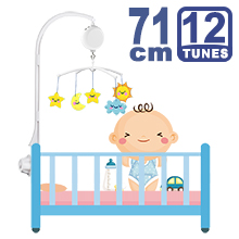71CM High Baby Crib Bed Bell Toys Holder Arm Bracket, Nut Screw, W/ Electrical Music Box (12 Tunes)