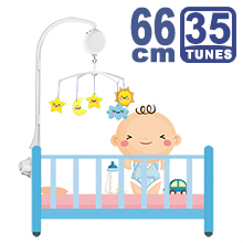 66CM High Baby Crib Bed Bell Toys Holder Arm Bracket, Nut Screw, W/ Electrical Music Box (35 Tunes)