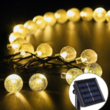 20 LED Crystal Ball Solar Powered String Indoor or Outdoor Lights (Blue/Pure White/Warm White/Multicolor)